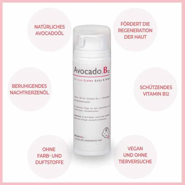 Avocado B12 Die rosa Creme Baby & Kind, 140 ml