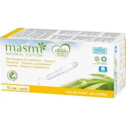 Bio Tampons Classic mit Applikator 100% Bio Baumwolle Masmi, 16 St