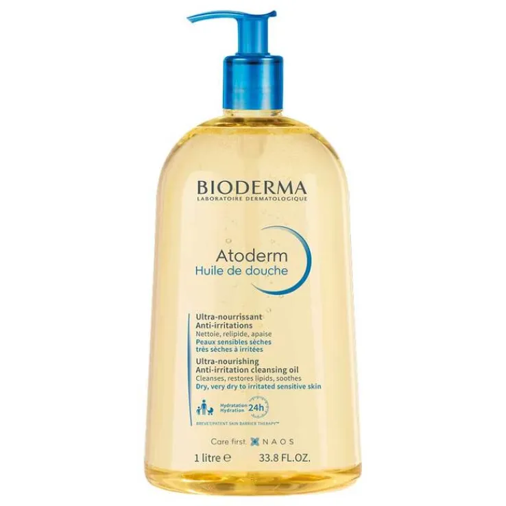 Bioderma Atoderm Huile de Douche für trockene, zu Neurodermitis und Ekzemen neigende Haut, 1 l