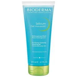 Bioderma Sebium Gel Moussant Reinigungsgel Tube für unreine, ölige zu Akne neigende Haut, 200 ml