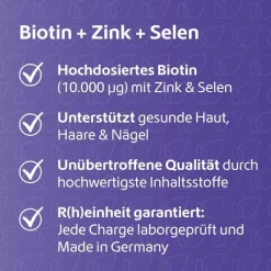 Biotin + Zink + Selen für Haut Haare & Nägel Kapseln, 120 St