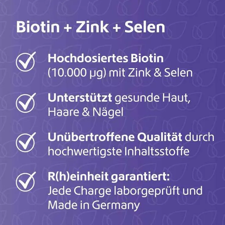 Biotin + Zink + Selen für Haut Haare & Nägel Kapseln, 120 St
