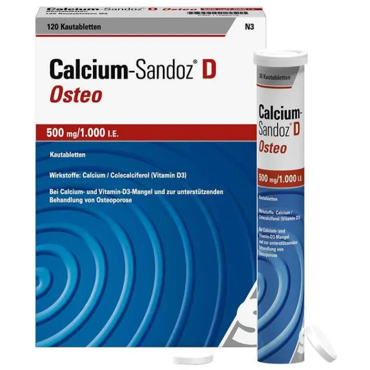 Calcium Sandoz D Osteo 500 mg / 1.000 I.E. Kautabletten , 120 St