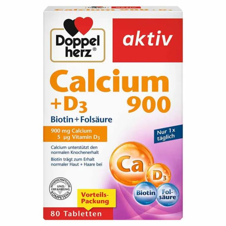 Doppelherz Calcium 900 + D3 Tabletten, 80 St