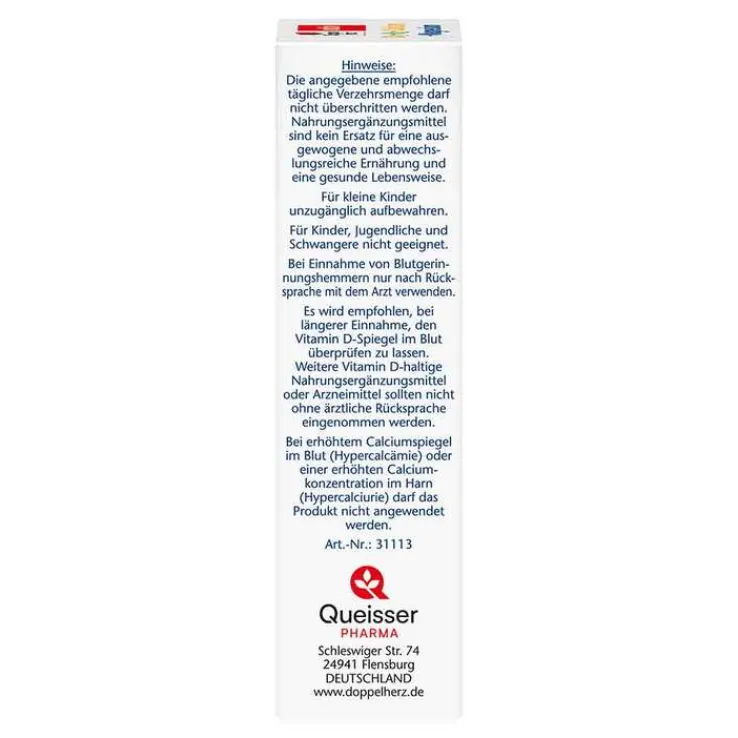 Doppelherz D3 + K2 + Calcium + Magnesium Tabletten, 30 St