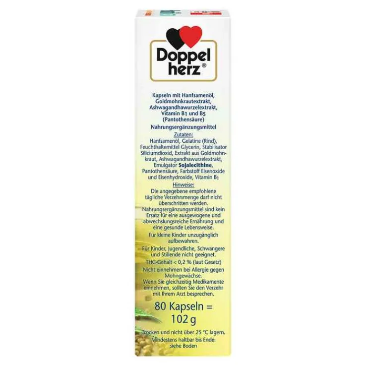 Doppelherz Hanföl + Goldmohn + Ashwagandha Kapseln, 80 St