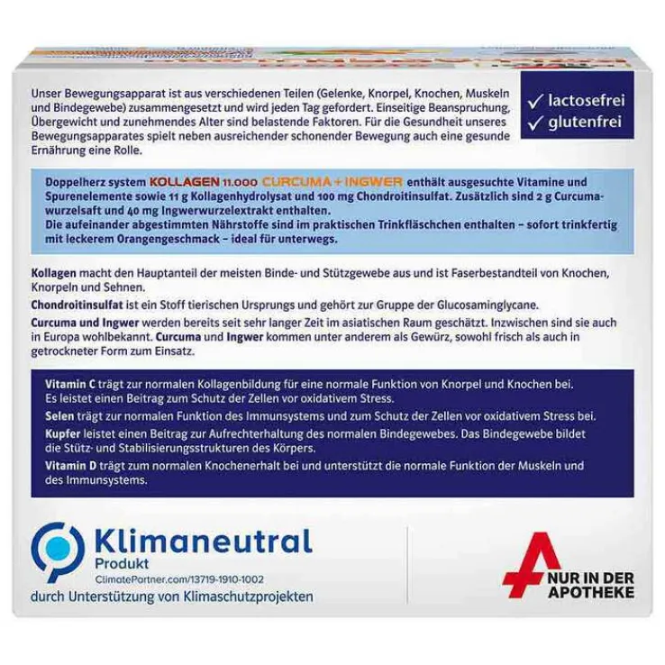 Doppelherz Kollagen 11.000 Curcuma + Ingwer System Trinkampullen, 30X25 ml