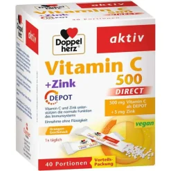 Doppelherz Vitamin C 500 + Zink Depot Direct Pellets, 40 St