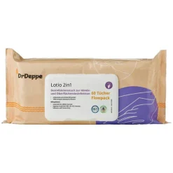 DrDeppe Lotio 2in1 Hand- und Oberflächen Desinfektion Tücher, 60 St