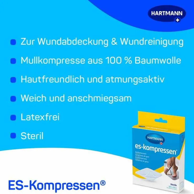 es-kompressen® Mullkompressen 7,5 cm x 7,5 cm steril, 5X2 St