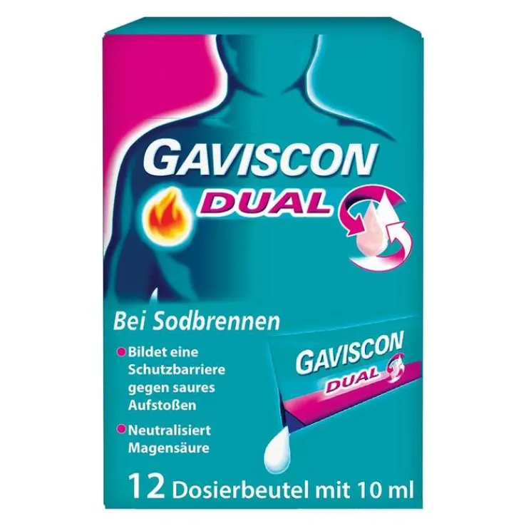 GAVISCON® Dual Suspension mit Zweifachwirkung gegen Sodbrennen, 12X10 ml
