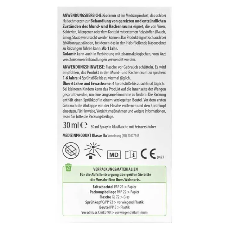 Golamir Spray ohne Alkohol, 30 ml