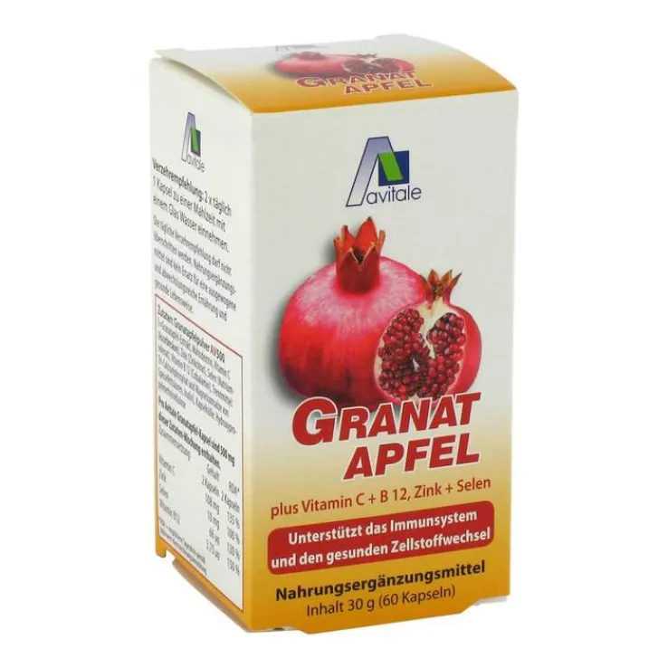 Granatapfel 500 mg plus Vitamin C + B12 + Zink + Selen, 60 St