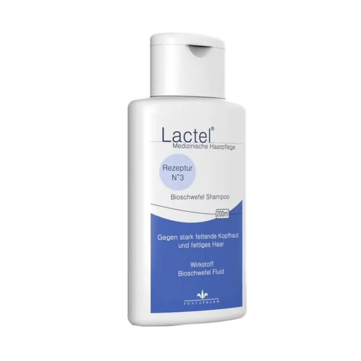 Lactel Nr.3 Bioschwefel Shampoo gegen stark fettende Kopfhaut, 200 ml