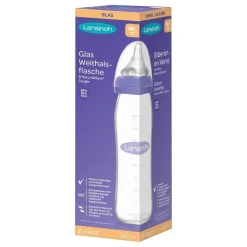 Lansinoh Glas Weithalsflasche 240 ml mit Sauger M, 1 St
