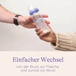 Lansinoh Glas Weithalsflasche 160 ml mit Sauger S, 1 St