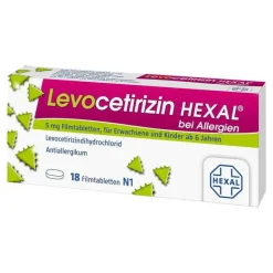 Levocetirizin Hexal bei Allergien 5 mg Filmtabletten , 18 St