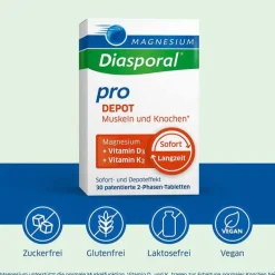 Magnesium Diasporal pro D3 + K2 Depot Muskel + Knochen Tabletten, 30 St