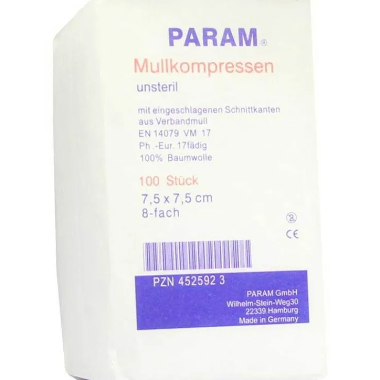 Mullkompressen 7,5x7,5 cm 8-fach unsteril, 100 St
