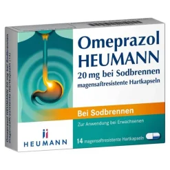 Omeprazol HEUMANN 20 mg bei Sodbrennen magensaftresistent Hartk., 14 St