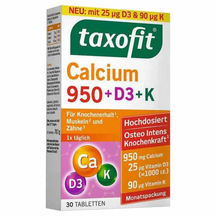 Taxofit Calcium 950 + D3 + K Tabletten, 30 St