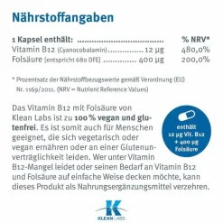 Vitamin B12 + Folsäure Kapseln, 100 St