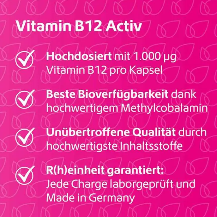 Vitamin B12 Activ 1000 µg hochdosiert + vegan Kapseln , 120 St