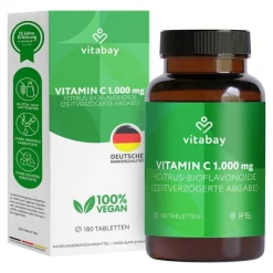 Vitamin C + Bioflavonoide 1000 mg vegan hochdosiert, 180 St