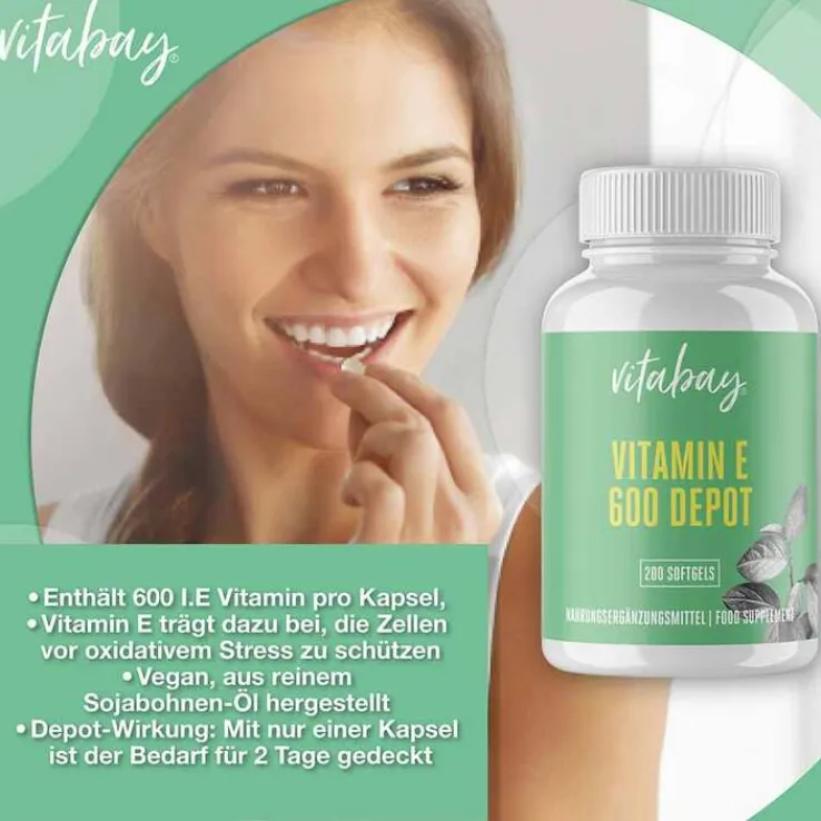 Vitamin E 600 I.E. Depot vegan hochdosiert Weichk., 200 St