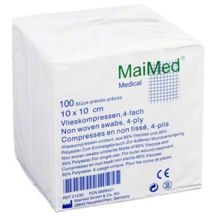 Vlieskompressen 10x10 cm unsteril, 100 St