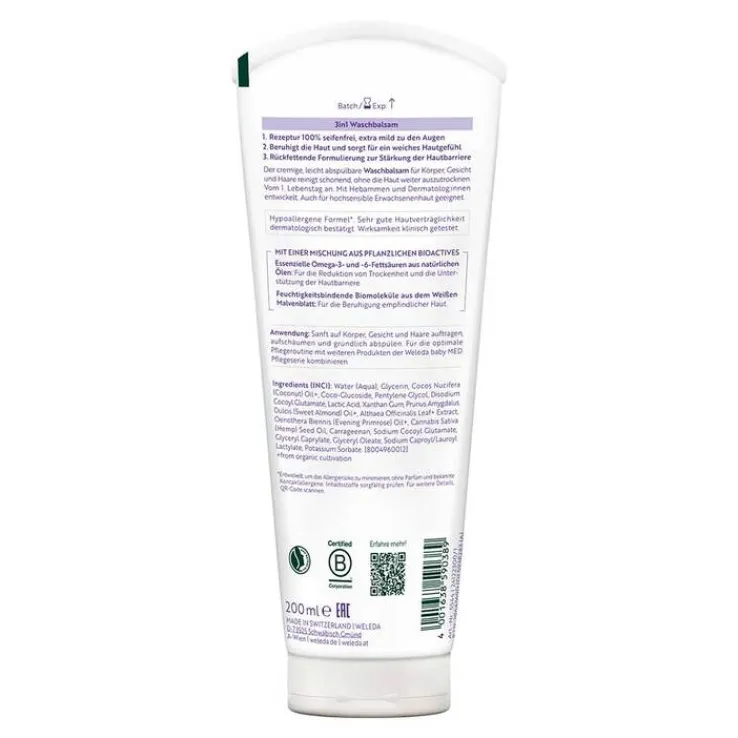 Weleda 3in1 Waschbalsam weiße Malve, 200 ml